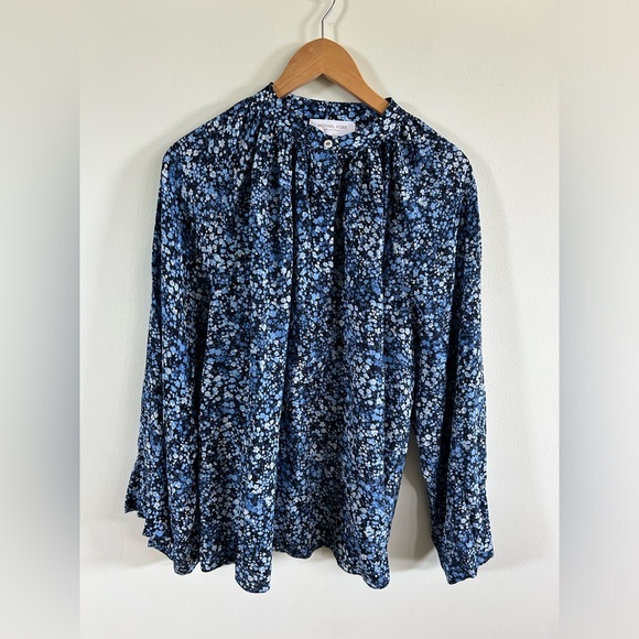Michael Kors Collection Tops - Michael Kors collection Blouse womens Medium Blue Long Sleeve Floral